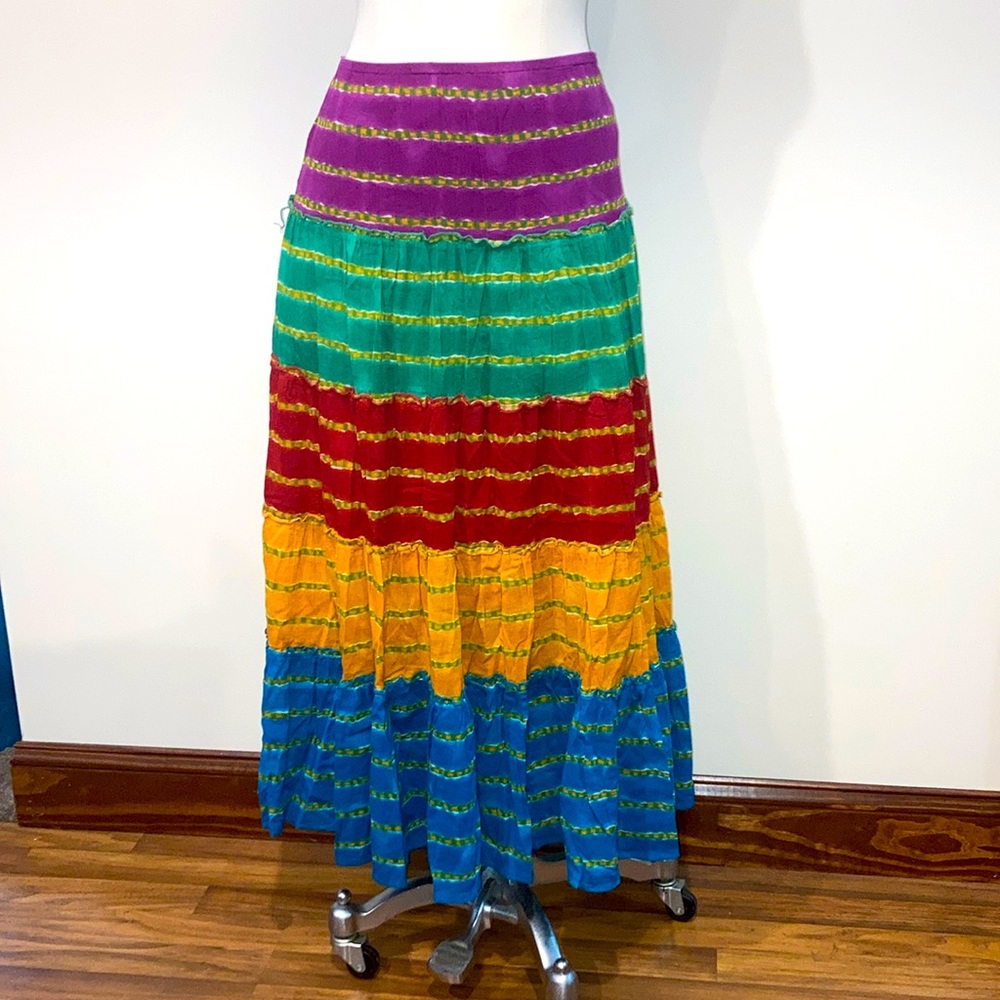 LAUREN by RALPH LAUREN 🌈 Women’s Fiesta Tiered Tie-Dyed Maxi Skirt ~ Size Large